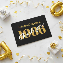 40th Birthday 1986 Retro Black And Gold サンキューカード