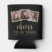 40th Birthday 3-Photo白黒スクリプト応援 缶クーラー (裏面)