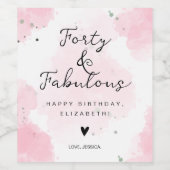 40th birthday - 40 and fabulous ワインラベル (シングルラベル)