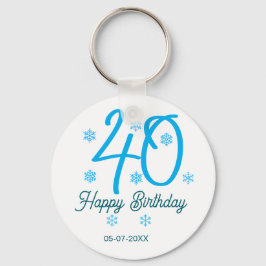 40th birthday add name date year blue template キーホルダー
