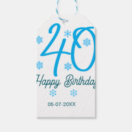40th birthday add name date year blue template ギフトタグ