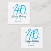 40th birthday add name date year blue template スクエア名刺 (正面/裏面)