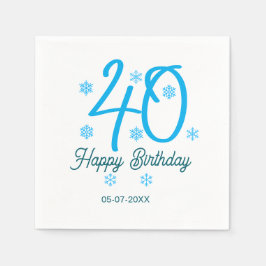 40th birthday add name date year blue template スタンダードカクテルナプキン