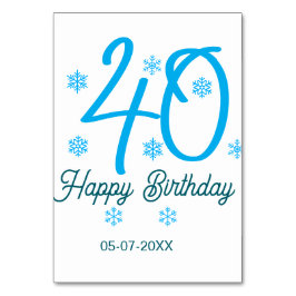 40th birthday add name date year blue template テーブルナンバー