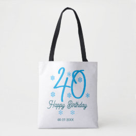 40th birthday add name date year blue template トートバッグ