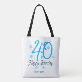 40th birthday add name date year blue template トートバッグ (裏面)