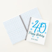40th birthday add name date year blue template ノートブック (内部)