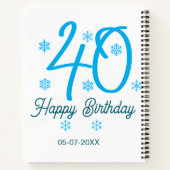 40th birthday add name date year blue template ノートブック (裏面)