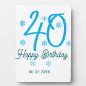 40th birthday add name date year blue template フォトプラーク (正面)