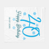 40th birthday add name date year blue template フリースブランケット (正面(横))