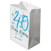 40th birthday add name date year blue template ミディアムペーパーバッグ (裏面アングル)