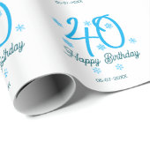 40th birthday add name date year blue template ラッピングペーパー (ロールコーナー)