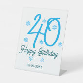 40th birthday add name date year blue template 台座サイン (正面)