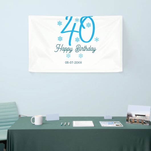 40th birthday add name date year blue template 横断幕 (トレードショー)