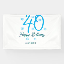 40th birthday add name date year blue template 横断幕