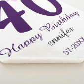 40th birthday add name date year purple floral pin シェルパブランケット (3/4)