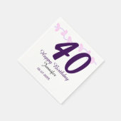 40th birthday add name date year purple floral pin スタンダードカクテルナプキン (角)