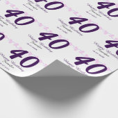 40th birthday add name date year purple floral pin ラッピングペーパー (角)
