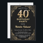 40th Birthday Black and金ゴールドグリッター枠 招待状<br><div class="desc">40th Birthday Blackと金ゴールドグリッターフレーム誕生日招待状。さらにカスタマイクリックズを行う場合はカスタマイズ、「IT」ボタンをクリックし、このテンプレートを変更するためにデザインツールを使用する。</div>