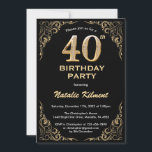 40th Birthday Black and金ゴールドグリッター枠 招待状<br><div class="desc">40th Birthday Blackと金ゴールドグリッターフレーム誕生日招待状。さらにカスタマイクリックズを行う場合はカスタマイズ、「IT」ボタンをクリックし、このテンプレートを変更するためにデザインツールを使用する。</div>