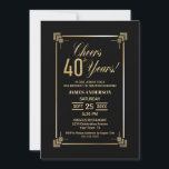 40th Birthday Black and金ゴールドパーティの招待状 招待状<br><div class="desc">黒モダン金ゴールド40歳の誕生日パーティの招待状。「クリックこのテンプレートをパーソナライズ」して、独自の情報を追加する。</div>