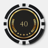 40th Birthday Black & Gold Casino Party Favors ポーカーチップ (正面)