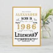 40th Birthday Born 1986 White Gold Legend 招待状 (スタンド正面)