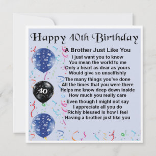 40th Birthday Card - Brother カード