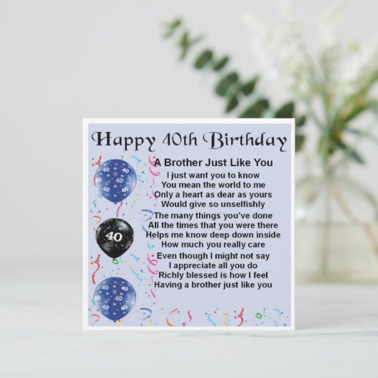 40th Birthday Card - Brother カード (スタンド正面)