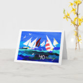 40th Birthday Card - Sailing カード (黄色い花)