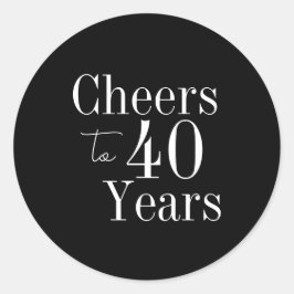 40th Birthday Cheers to 40 Years Black and White ラウンドシール