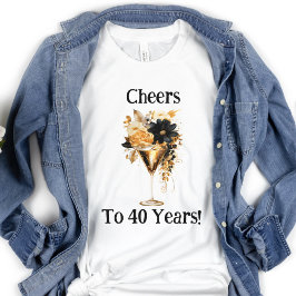 40th Birthday Cheers to 40 Years Champagne Glass  Tシャツ