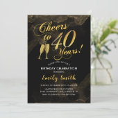 40th Birthday - Cheers To 40 Years Gold Black 招待状 (スタンド正面)