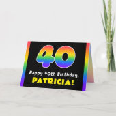 40th Birthday: Colorful Rainbow # 40, Custom Name カード (正面)