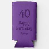 40th Birthday Elegant Purple Gift For Women スリム缶クーラー (裏面)