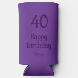 40th Birthday Elegant Purple Gift For Women スリム缶クーラー