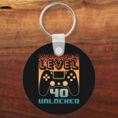40th Birthday For Men Level 40 Unlocked Gamer 40 Y キーホルダー (正面)