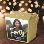 40th birthday Forty script gold black photo  フェイバーボックス<br><div class="desc">Forty gold script and gold look two sided photo party favor boxes. Personalize this 40th birthday party script photo favor box with your own birthday girls name and photo of your birthday girl or boy. Other years and matching items are available and can be created by request. © Original design...</div>