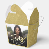 40th birthday Forty script gold black photo フェイバーボックス (オープン)