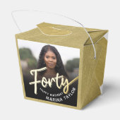 40th birthday Forty script gold black photo フェイバーボックス (裏面サイド)