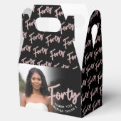 40th birthday Forty script pink black photo フェイバーボックス (オープン)