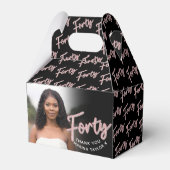 40th birthday Forty script pink black photo フェイバーボックス (正面サイド)