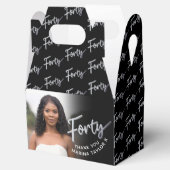 40th birthday Forty script silver black photo フェイバーボックス (オープン)