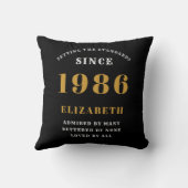 40th Birthday Gift Personalized 1986 Black Gold クッション (裏面)