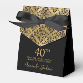 40th Birthday Gold Damask Thank You フェイバーボックス