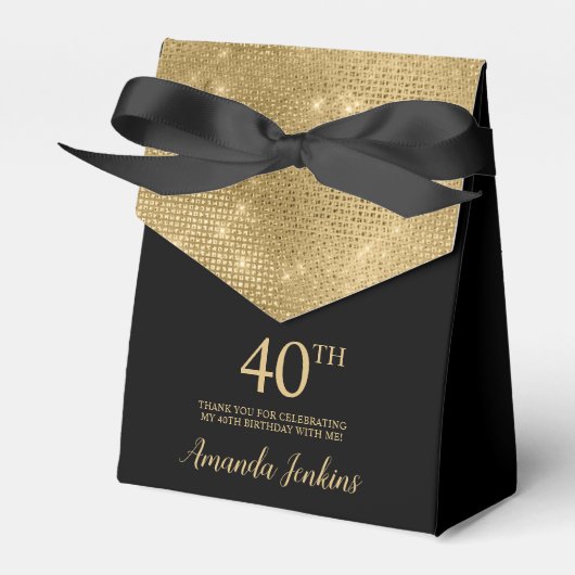 40th Birthday Gold Thank You Favor Box フェイバーボックス (正面サイド)