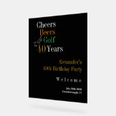 40th Birthday Golf応援ビアーズパーティーへようこそ アクリルサイン (傾斜)