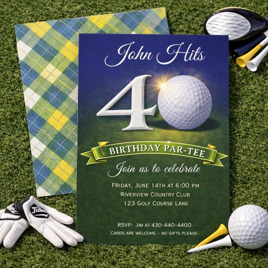 40th Birthday Golf Theme  招待状