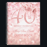 40th Birthday Guestbookバラ金ゴールドグラムライト ノートブック<br><div class="desc">洗練エレガントされた40番目（40番目）の誕生日ゲストブックテンプレートとグラムライト&グリッター紙吹雪とバラ金ゴールドの簡単と文字にカスタマイズの。</div>