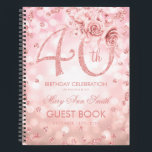 40th Birthday Guestbookバラ金ゴールドグラムライト ノートブック<br><div class="desc">洗練エレガントされた40番目（40番目）の誕生日ゲストブックテンプレートとグラムライト&グリッター紙吹雪とバラ金ゴールドの簡単と文字にカスタマイズの。</div>